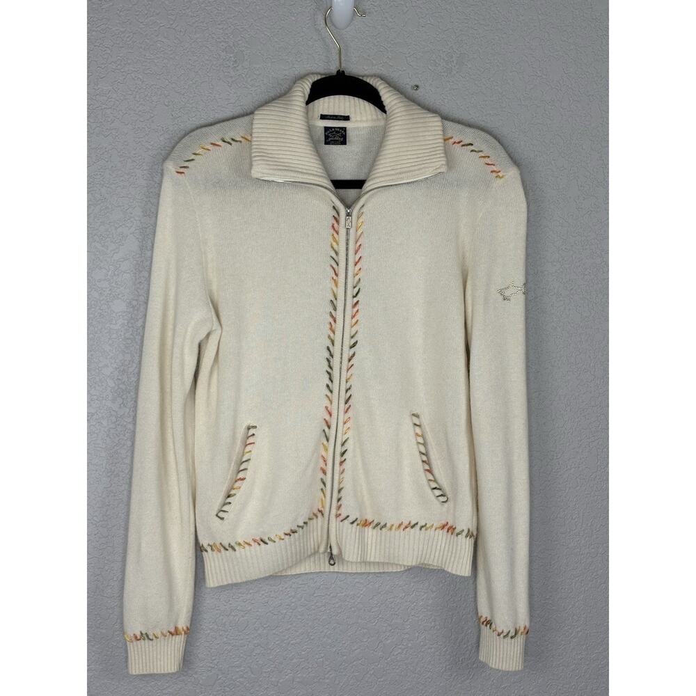 Paul & Shark Yachting Men’s Zip-Up Sweater Cashmere Wool Blend Ivory Size S